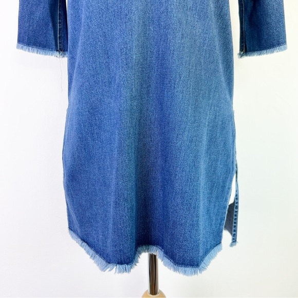 River Island Light Blue Denim V-neck Short Sleeve Tunic Top UK Size 8 - Picture 2 of 8